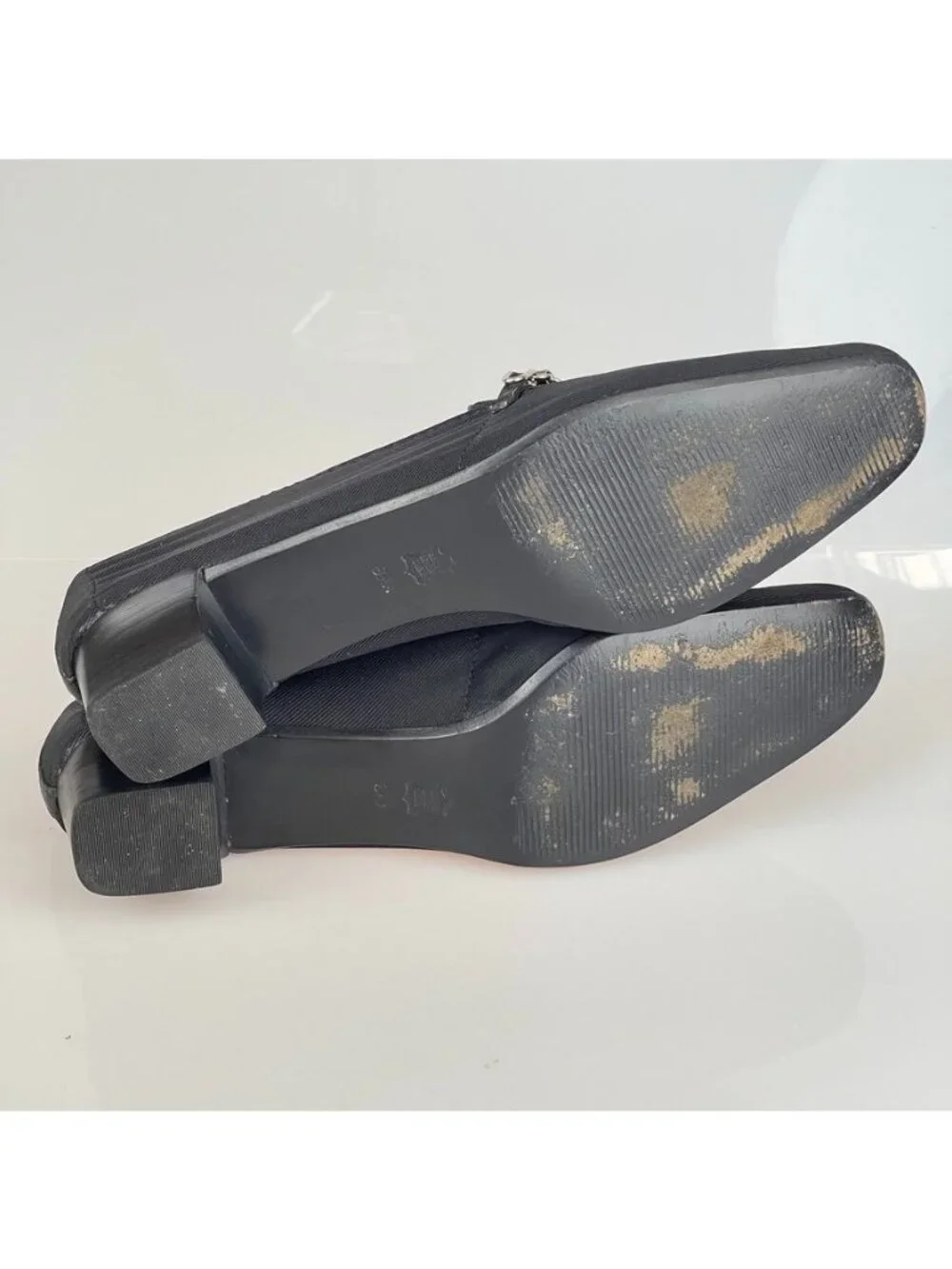 TALBOTS Shoes Women's Size US 8AA Black Leather Trim Fabric Loafer